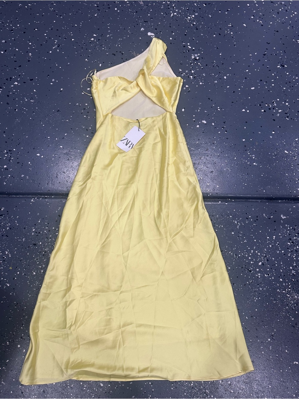 Zara Lemon One-Shoulder Twist Front Maxi Dress